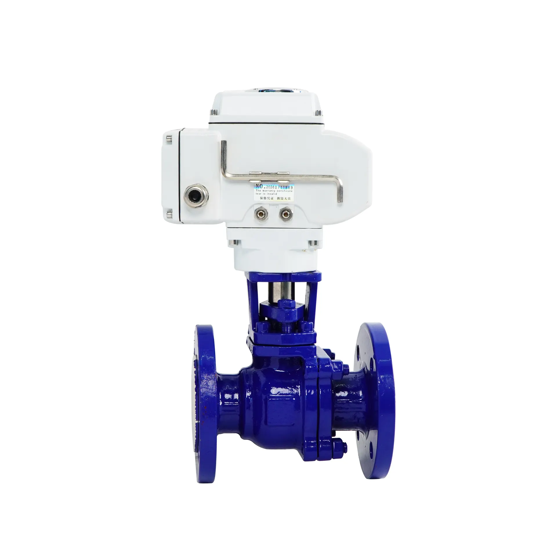 Electric Cast Steel PTFE-Lined Corrosion-Resistant Two-Way Flanged Ball Valve Right Side View