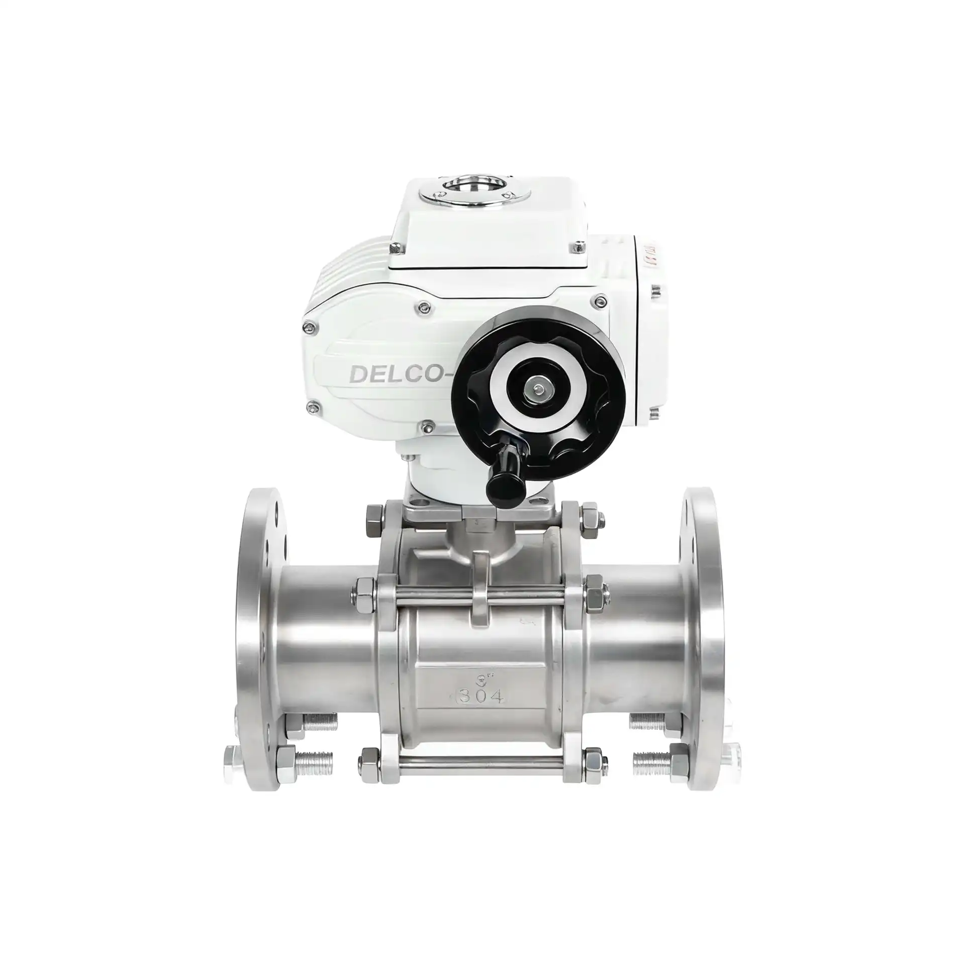 DK55-3PF Electric Stainless Steel Flanged Ball Valve Front View