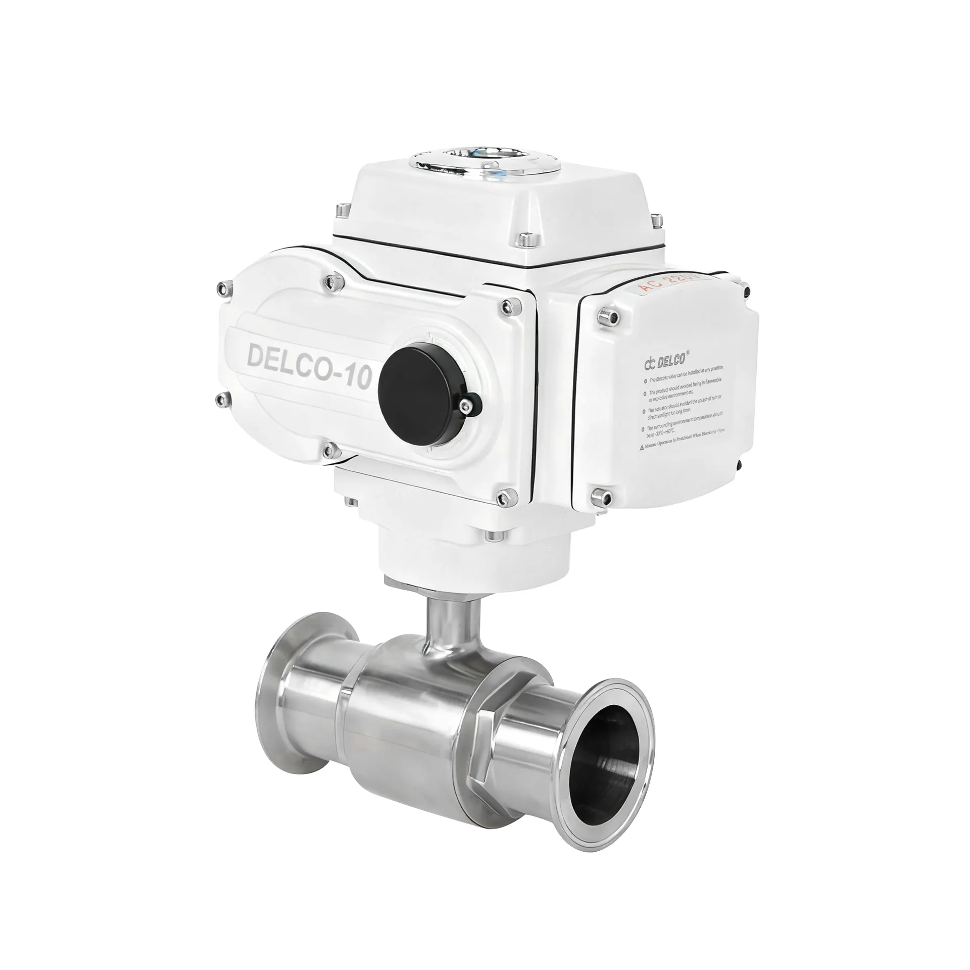 DK55-2WS Electric Sanitary Clamp Ball Valve – Front View