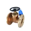 Left side view of marine aluminum bronze flanged gate valve showing valve profile and corrosion-resistant design