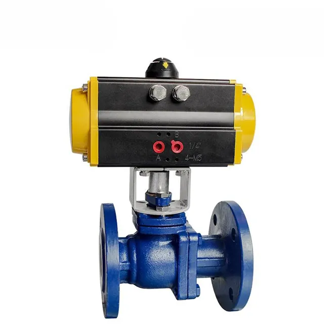 Detail of PTFE fluorine lining inside pneumatic flanged ball valve for strong corrosion resistance