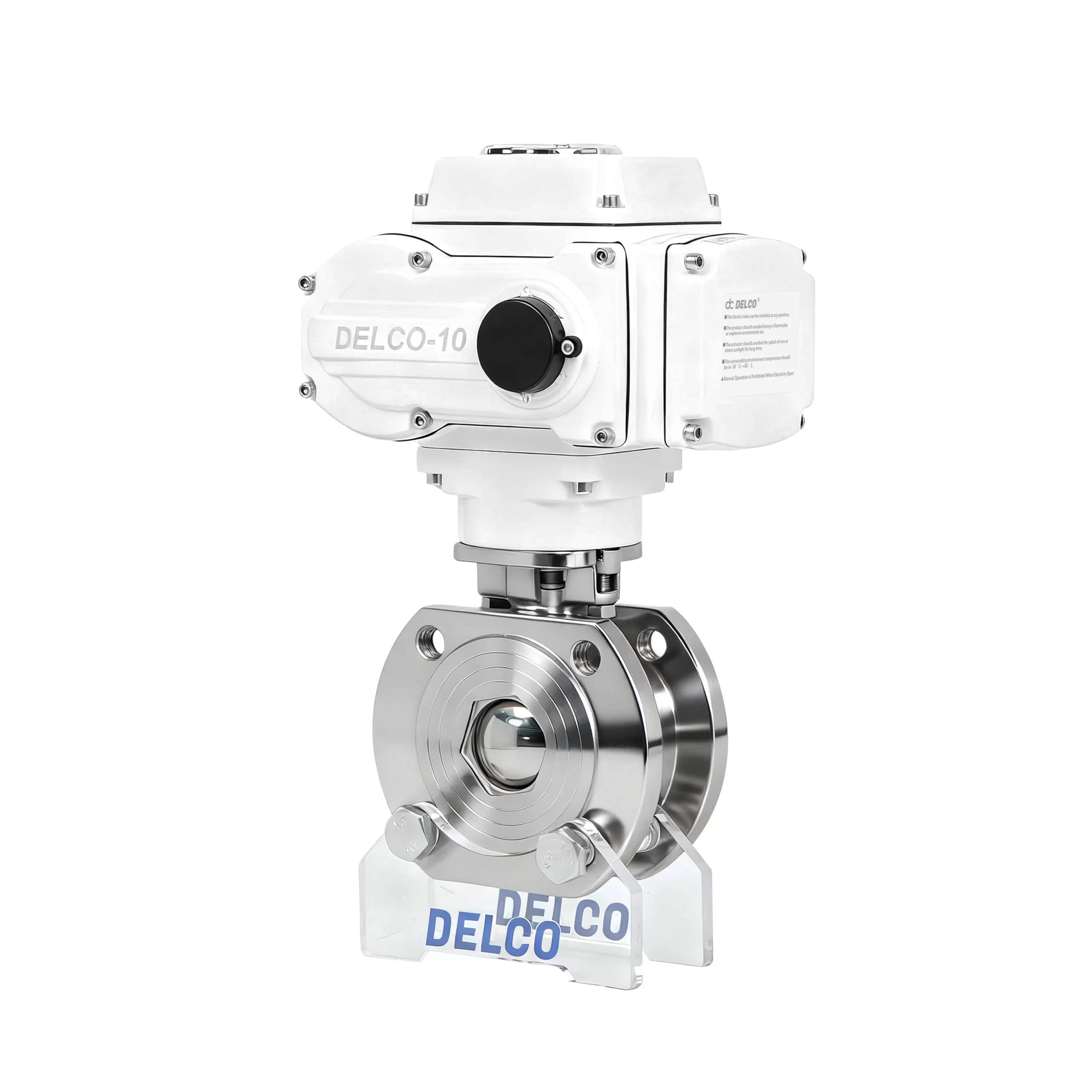 Front view of DK55-BV ultra-thin wafer type electric ball valve, compact design for high flow efficiency