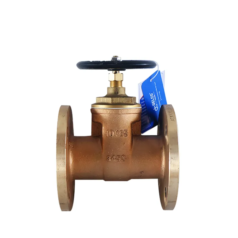 Rear view of marine flanged aluminum bronze gate valve displaying back structure and flange layout