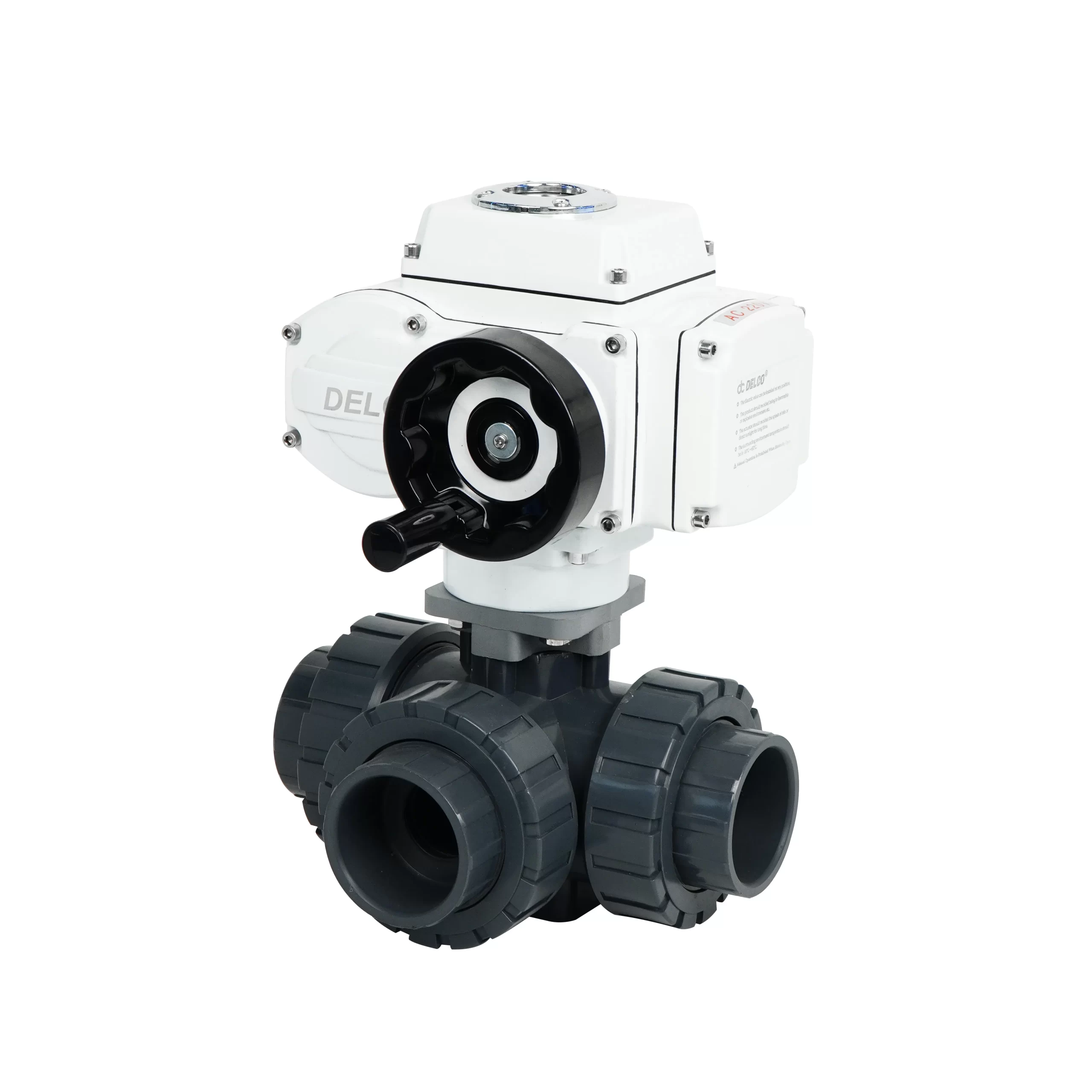 DK55-3PL Electric 3-Way UPVC Double Union Ball Valve 4