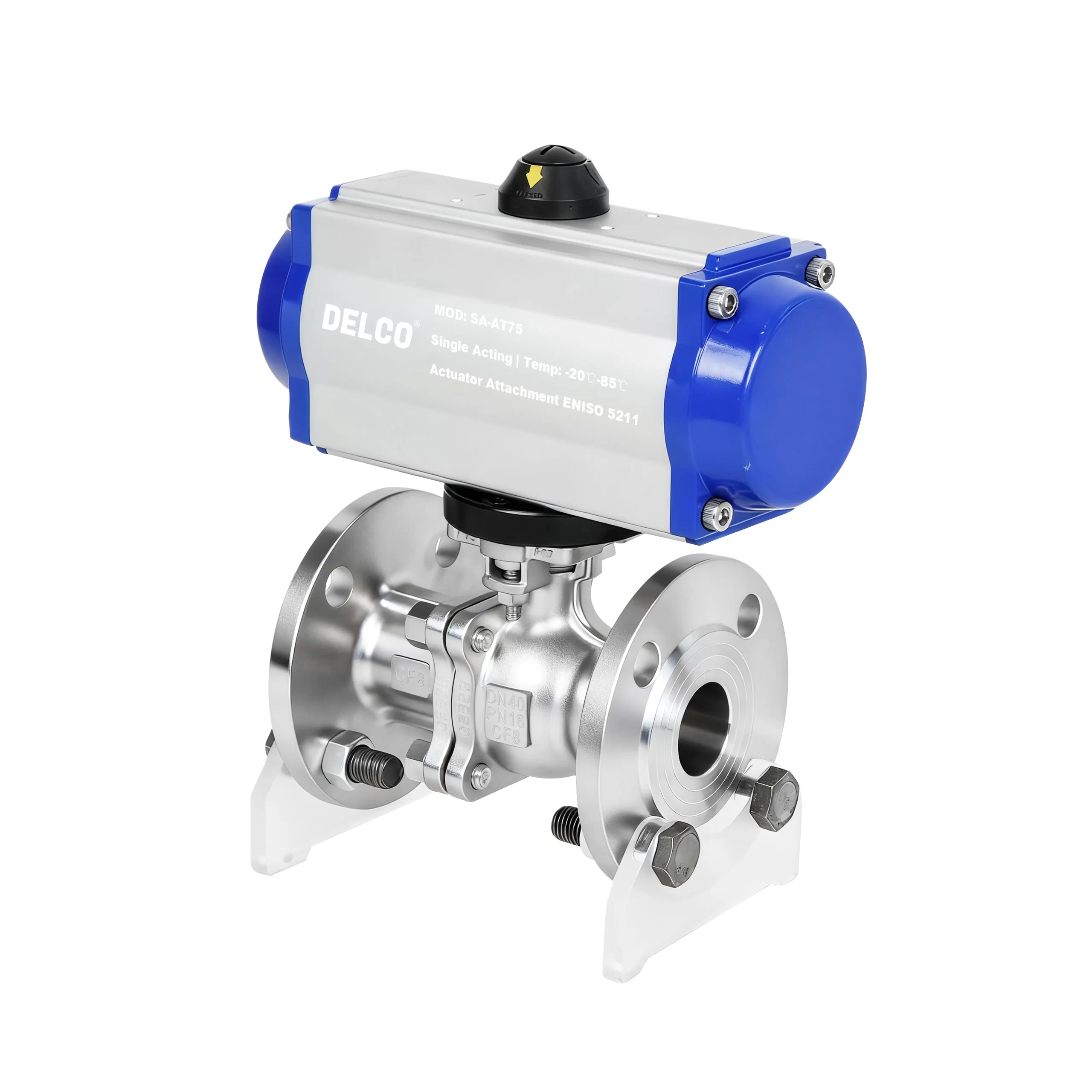 DK66-2PF pneumatic two-way stainless steel flange ball valve 3