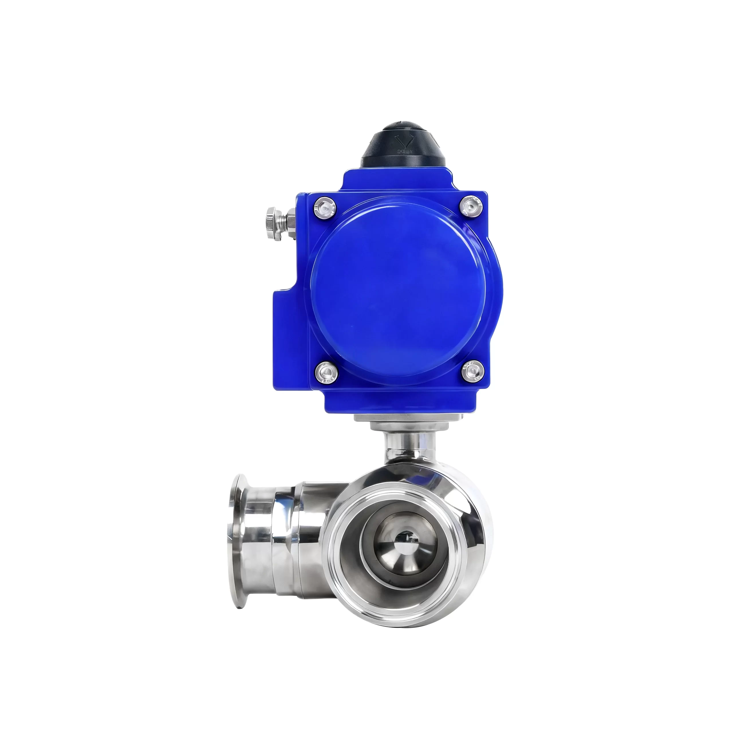 DK66-3WS Pneumatic 3-Way Sanitary Tri-Clamp Ball Valve 1