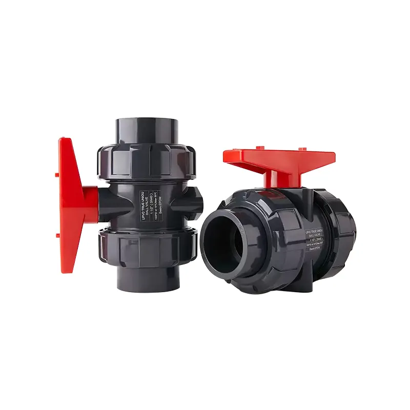 Manual two-way UPVC double-handle plastic ball valve 3