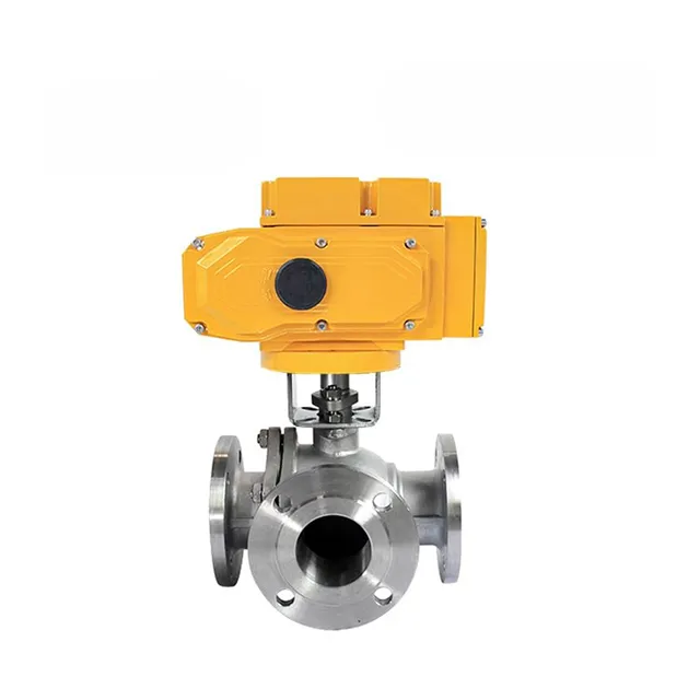 EX-DKV55-TF Electric Explosion-proof Stainless Steel Flange Three-way Ball Valve 2