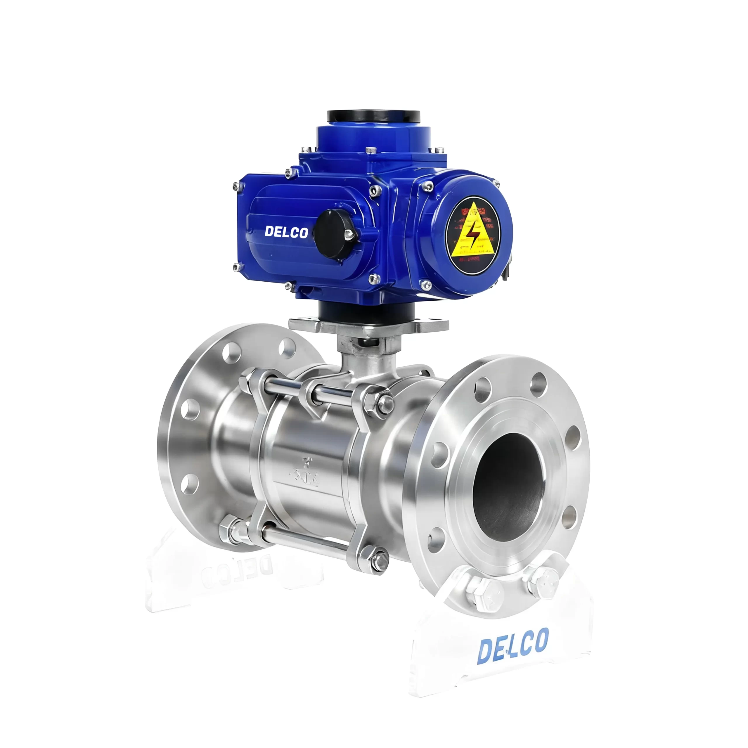 IP67-DK55-3PF Electric Three-Piece Stainless Steel Flanged Ball Valve 1