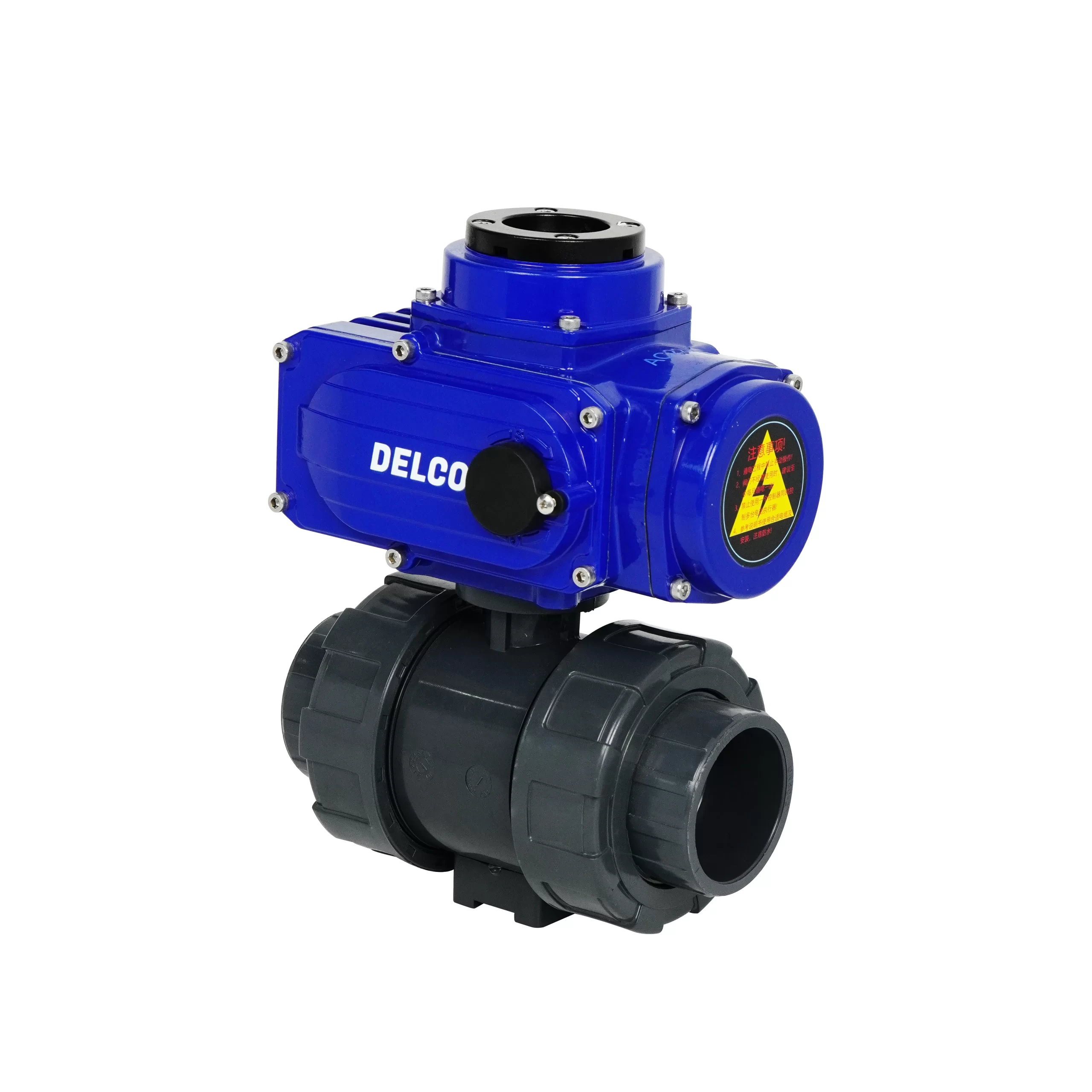 IP67-DK55-PL Electric UPVC Plastic Double Union Ball Valve 4