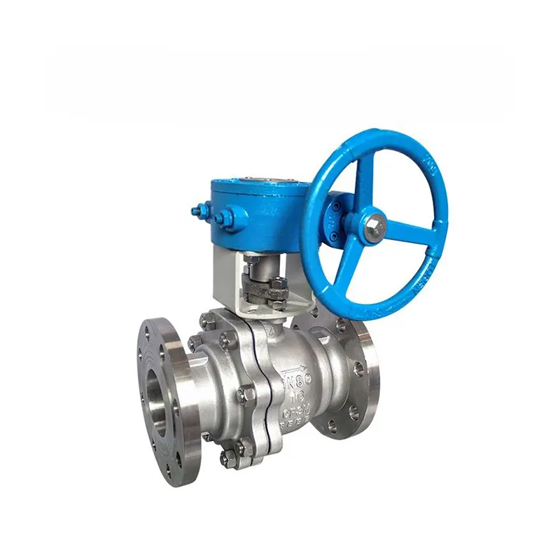 Manual Stainless Steel Ball Valve, Worm Gear, 2-Piece Flanged 5