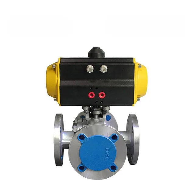 Pneumatic four-way flange ball valve 2