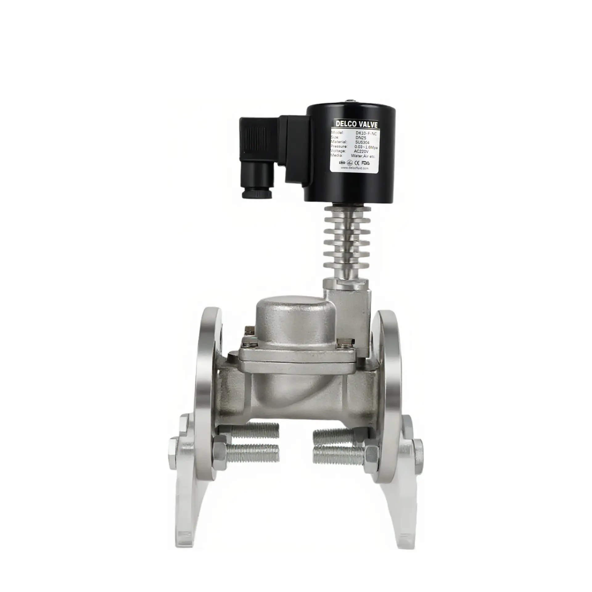Katup Solenoid Piston Suhu Tinggi Berflensa SS 1