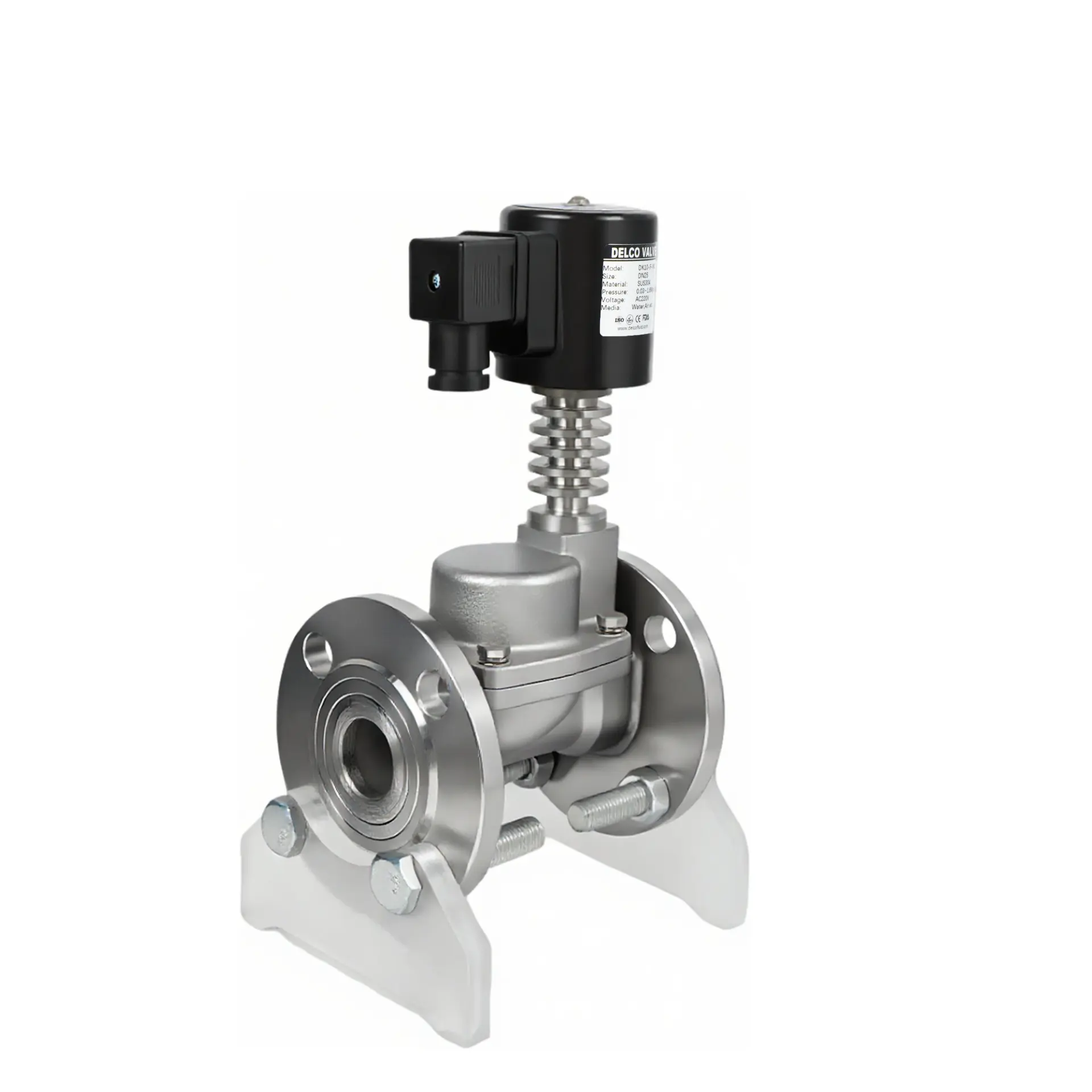 Katup Solenoid Piston Suhu Tinggi Berflensa SS 3